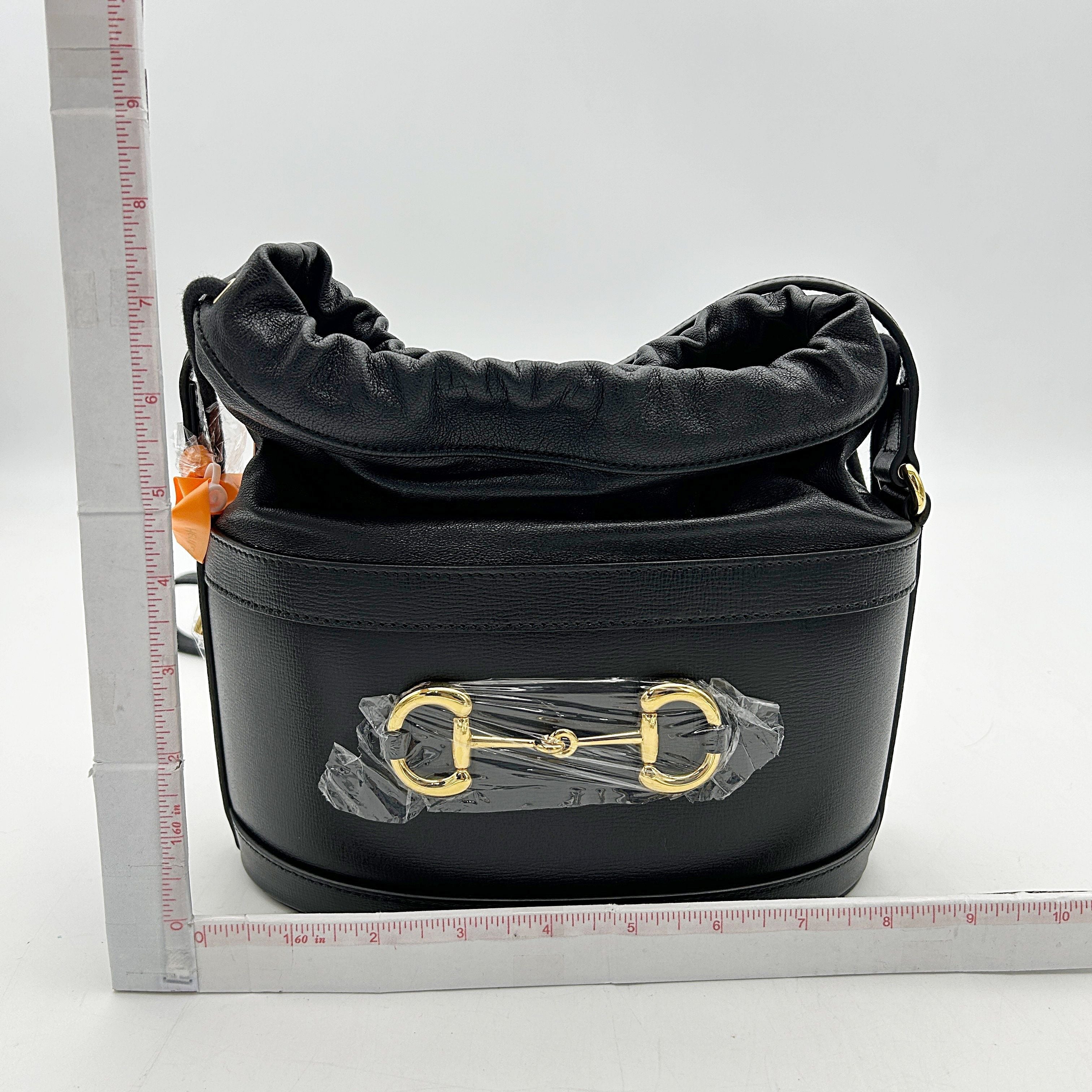 Gucci 1955 Horsebit Drawstring Bucket Bag - Black Crossbody Bags, Handbags 2505092219