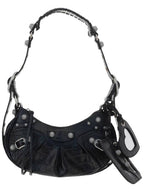 Balenciaga Le Cagole Crocodile Embossed Shoulder Bag Black
