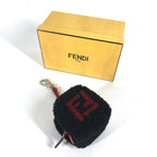 FENDI Bag charm Fur, Leather black Dice logo Women