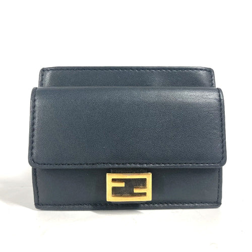 FENDI Card Case 8M0423 leather black name card holder Baguette Card Case Women