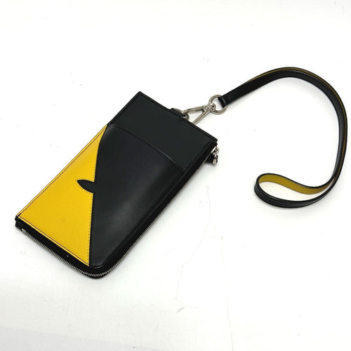 FENDI Coin case 7M0283 leather black Wallet Coin Pocket Card Case Monster Bugs mens