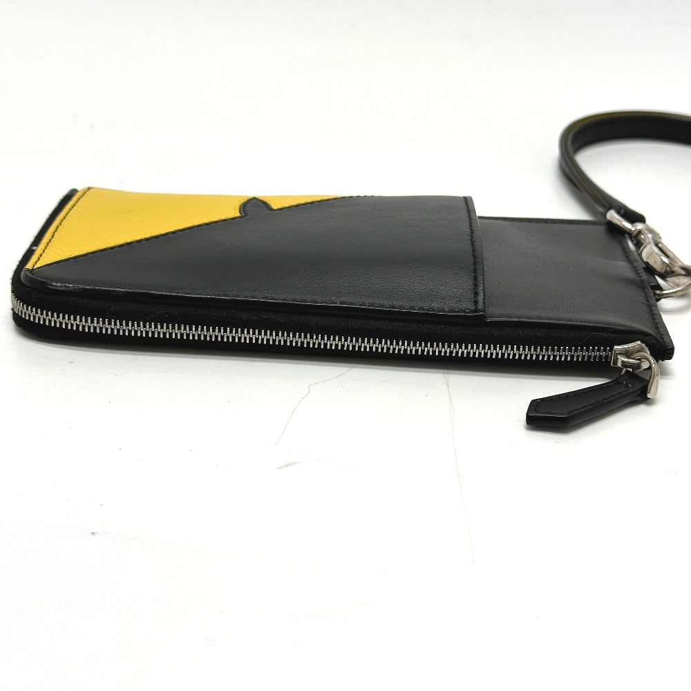 FENDI Coin case 7M0283 leather black Wallet Coin Pocket Card Case Monster Bugs mens