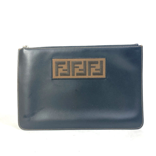 FENDI Clutch bag 7N0078 leather black Pouch Zucca logo mens