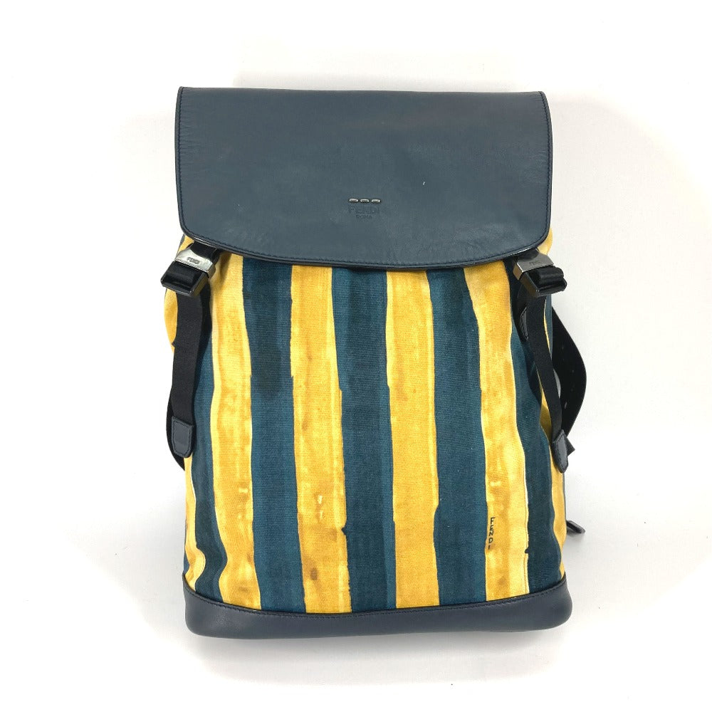 FENDI Backpack 7VZ031 Canvas / leather yellow Optikal Stripes mens