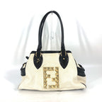 FENDI Tote Bag Canvas, enamel white Studs logo Etnico Women