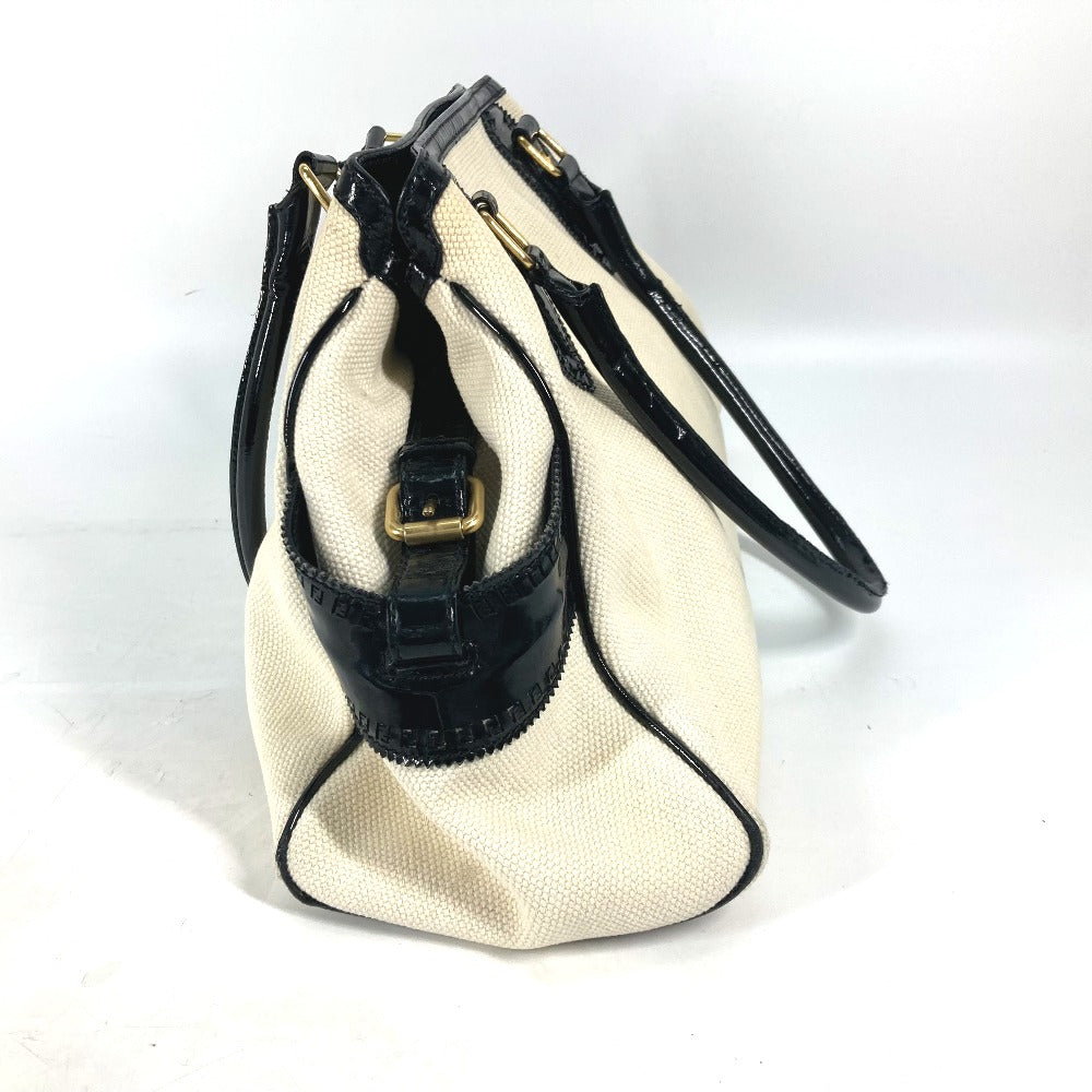 FENDI Tote Bag Canvas, enamel white Studs logo Etnico Women