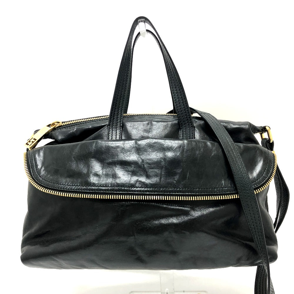 FENDI Business bag 8BT177 leather black Zip It mens