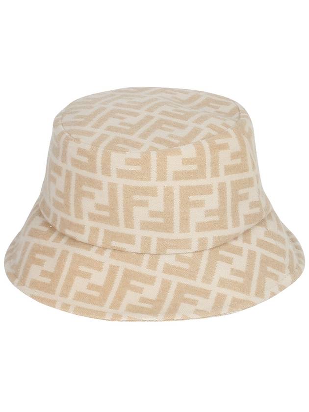 Fendi FF Jacquard Wool Silk Bucket Hat Beige