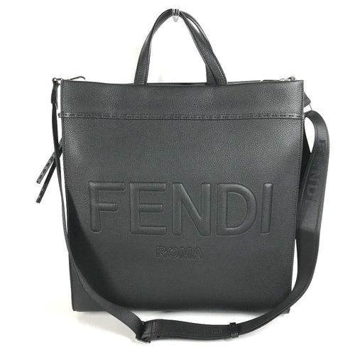 FENDI Tote Bag 7VA583 leather black shoulder bag shopper medium