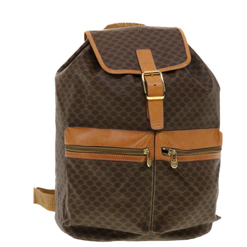 CELINE Macadam Canvas Backpack PVC Leather Brown  40328