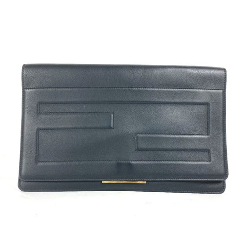 FENDI Clutch bag 8M0351 leather black FF logo mens