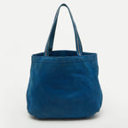 Fendi Metallic Blue Nubuck Leather Ff Tote