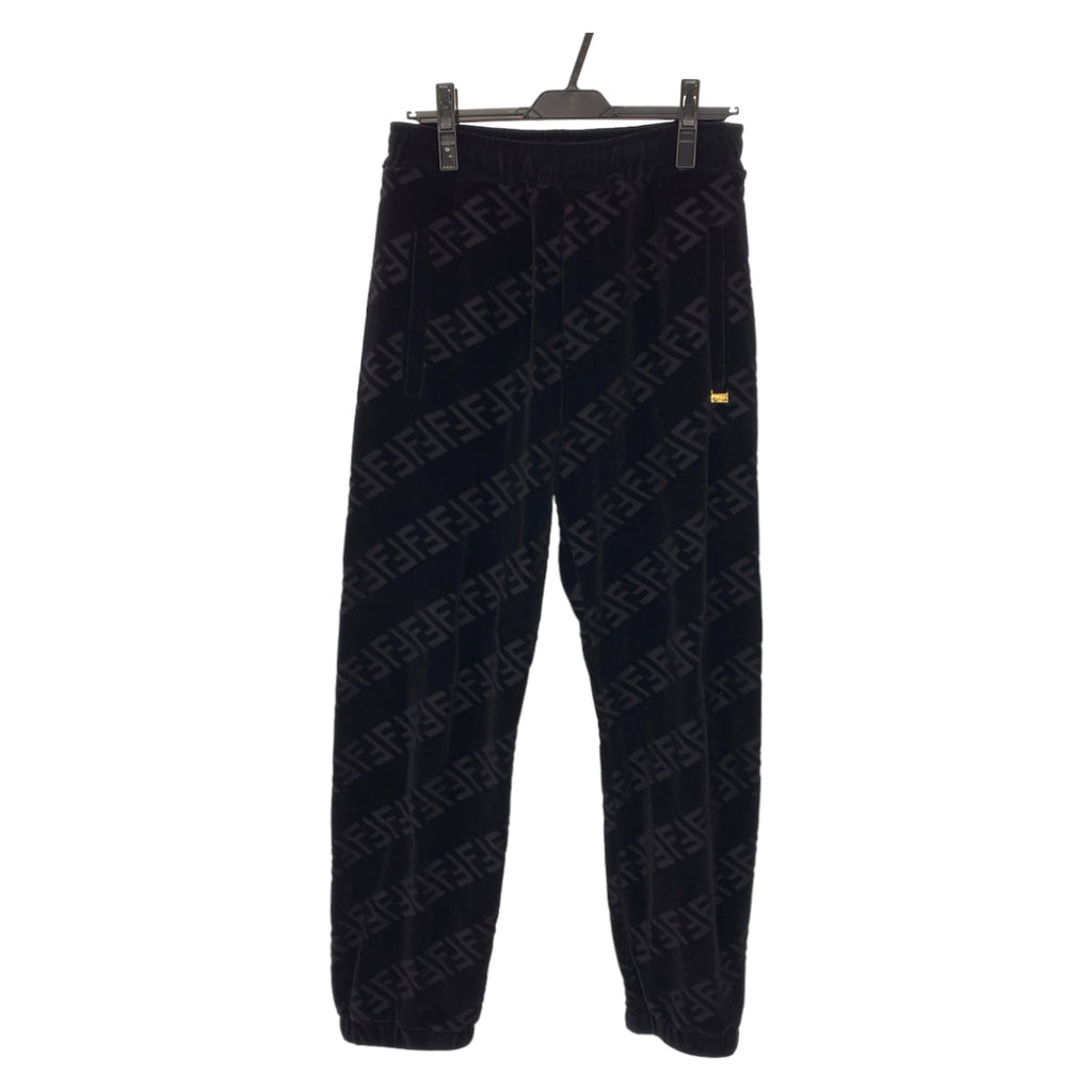 Fendi Zucca Velour Sweatpants Black Cotton