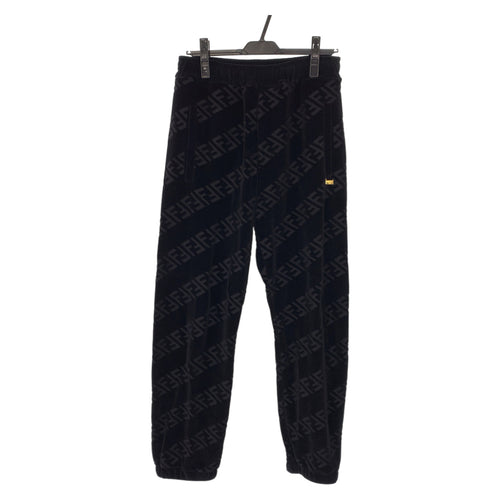 Fendi Zucca Velour Sweatpants Black Cotton