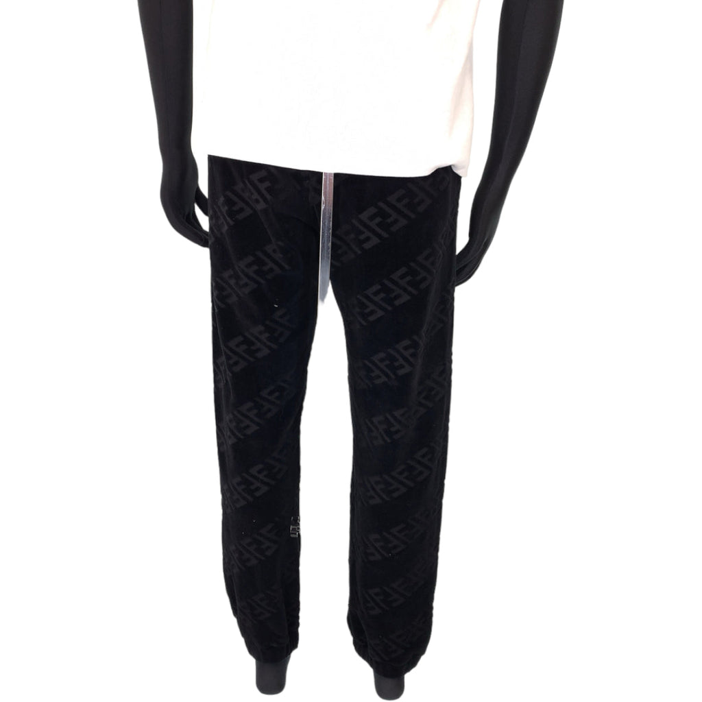 Fendi Zucca Velour Sweatpants Black Cotton