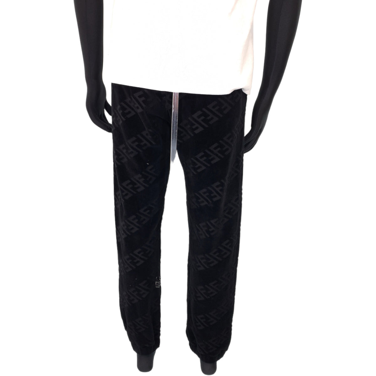 Fendi Zucca Velour Sweatpants Black Cotton