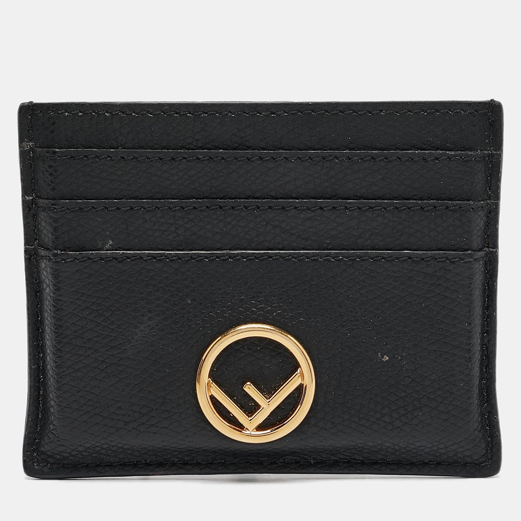 Fendi Black Leather F Is Fendi Card Holder