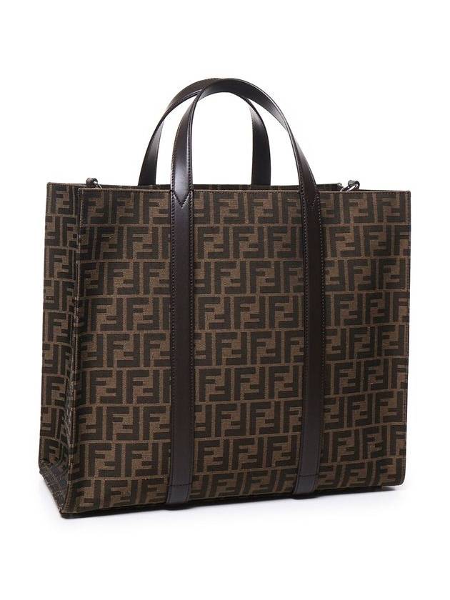 Fendi FF Jacquard Fabric Shopper Tote Bag Brown