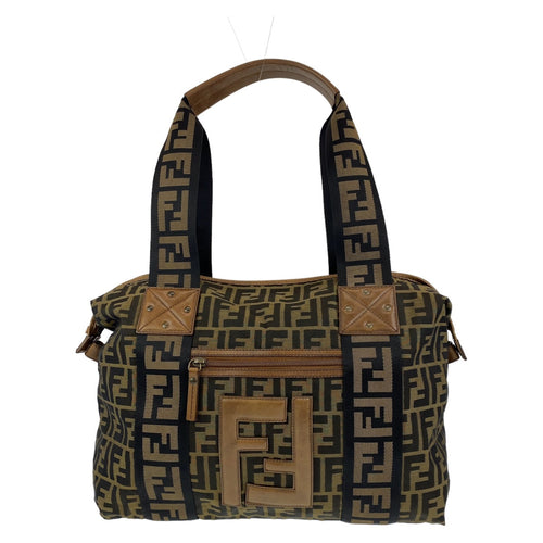 Fendi Zucca Canvas Leather Shoulder Bag
