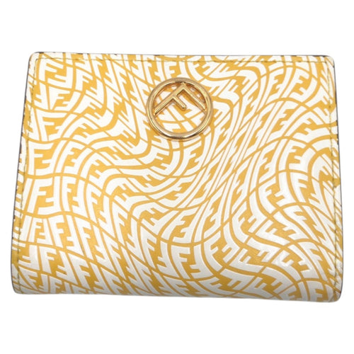 Fendi Yellow White Leather Compact Wallet