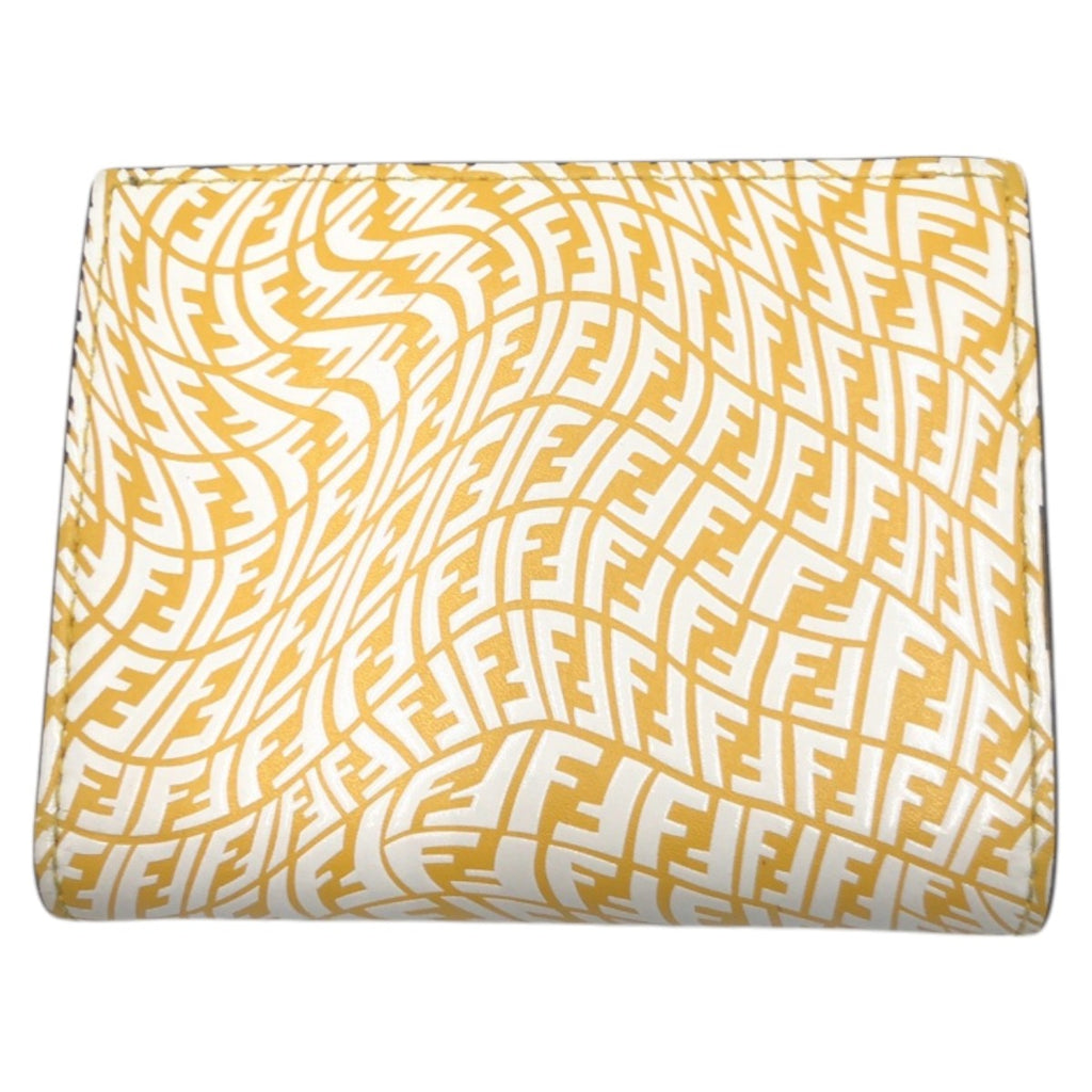 Fendi Yellow White Leather Compact Wallet
