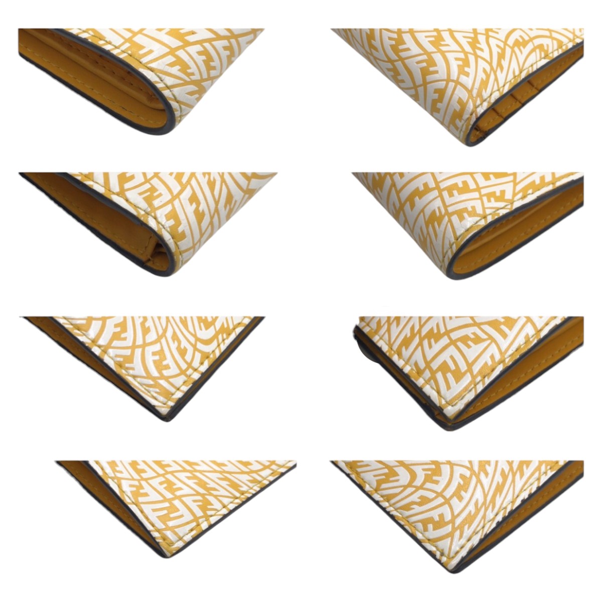 Fendi Yellow White Leather Compact Wallet