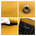 Fendi Yellow White Leather Compact Wallet