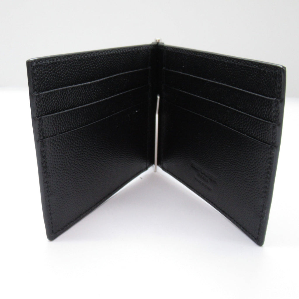 Saint Laurent Double Fold Wallet Double Folded Wallet Leather  Wallet Black 378005BTY0N1000
