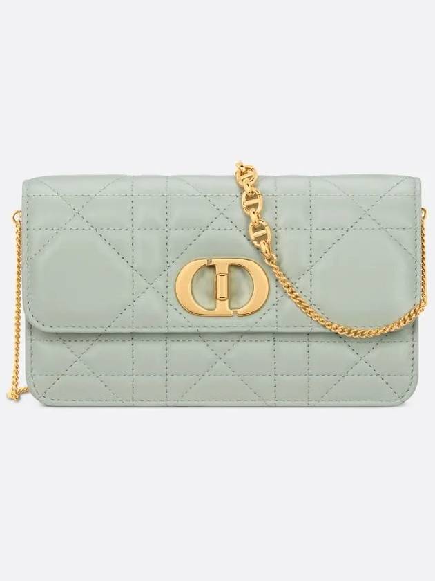 Miss Caro Chain Leather Shoulder Bag Pistachio Green Dior
