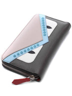 Fendi Monster Zip Round Long Wallet Grey
