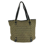 Fendi Vintage Zucchino Canvas Leather Tote Bag