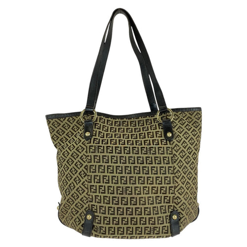 Fendi Vintage Zucchino Canvas Leather Tote Bag