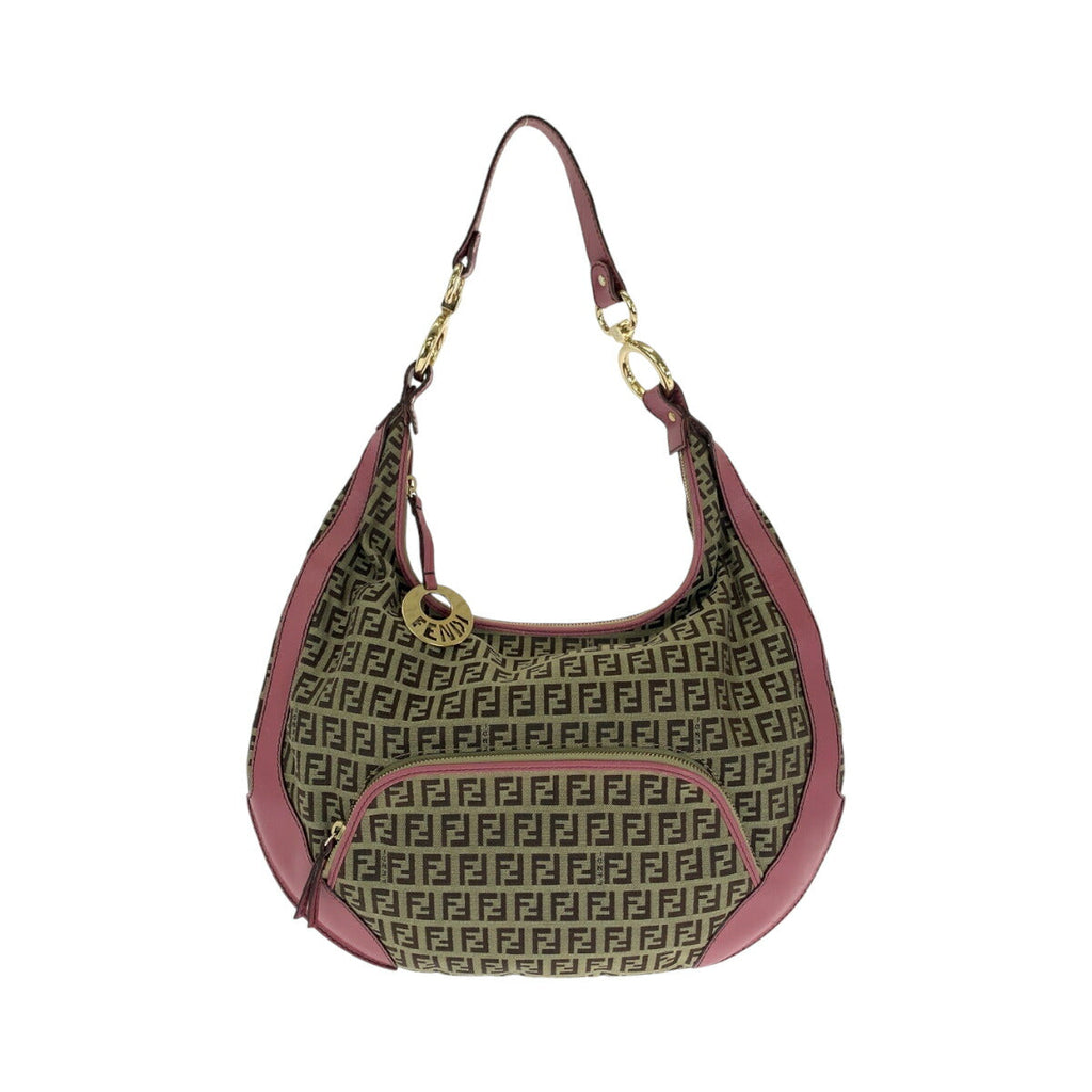 Fendi Zucchino Chef Hobo Canvas Shoulder Bag