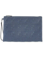 Fendi FF Logo Flat Large Clutch Bag Blue