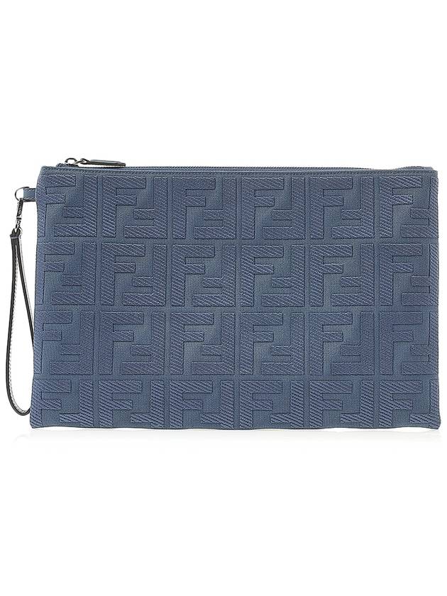 Fendi FF Logo Flat Large Clutch Bag Blue