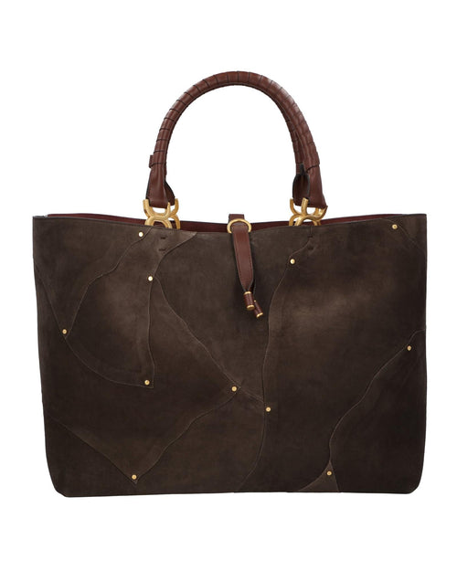 Chloe Woody Large Tote Suede Women Brown | Brown Tote Bags