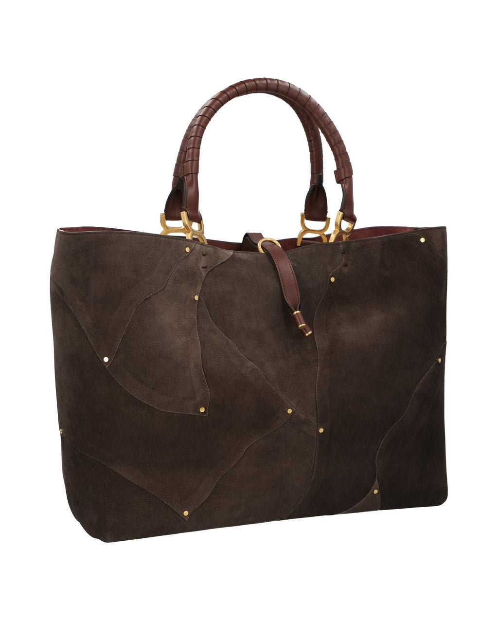 Chloe Woody Large Tote Suede Women Brown | Brown Tote Bags