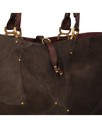 Chloe Woody Large Tote Suede Women Brown | Brown Tote Bags