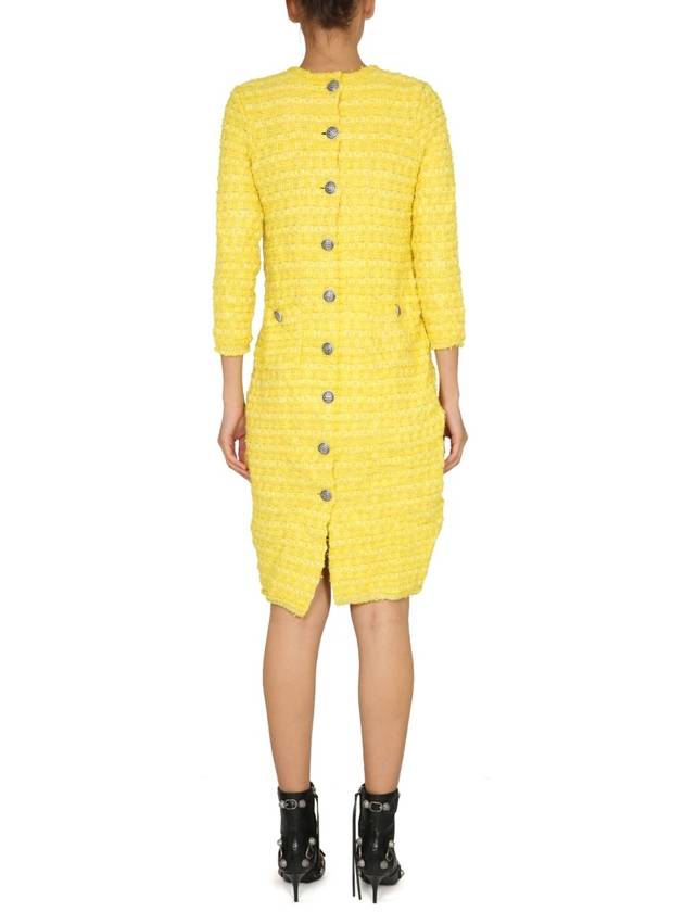 Balenciaga tweed midi dress yellow