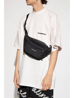 Balenciaga Explorer Logo Patch Nylon Belt Bag Black