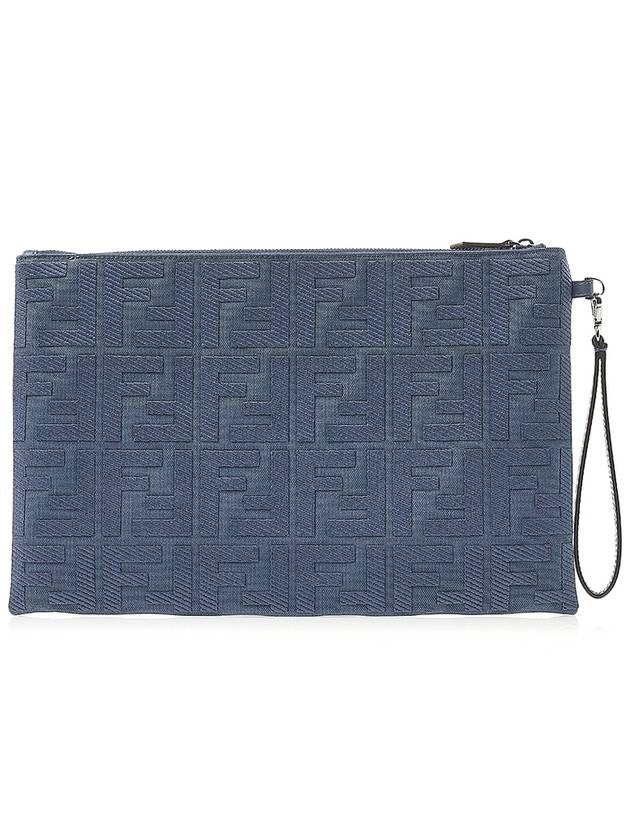 Fendi FF Logo Flat Large Clutch Bag Blue