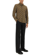 Burberry B Shield Embroidered Check Cotton Long Sleeve Shirt Oxide