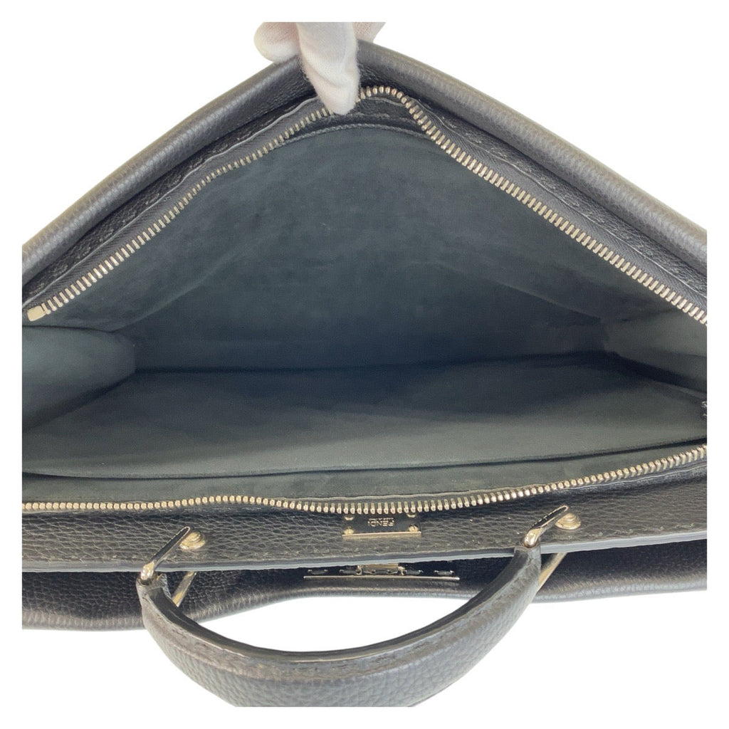 Fendi Peekaboo Leather Briefcase Black