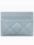 Caro 5 Slot Supple Cannage Calfskin Card Wallet Cloud Blue Dior