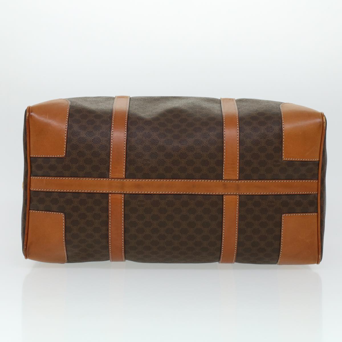 CELINE Macadam Canvas Boston Bag PVC Leather Brown  41216