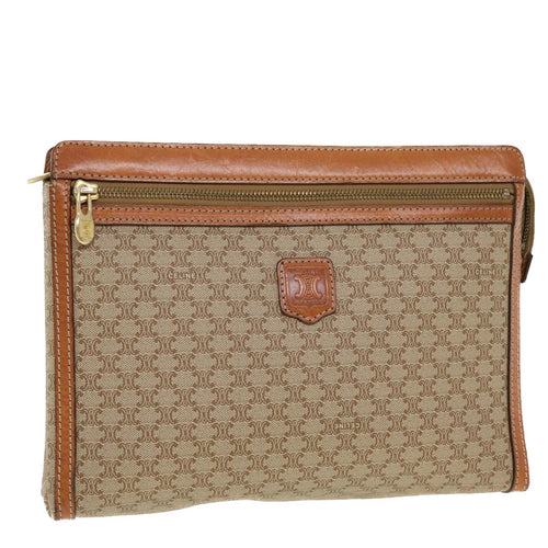 CELINE Macadam Canvas Clutch Bag PVC Leather Beige  41223