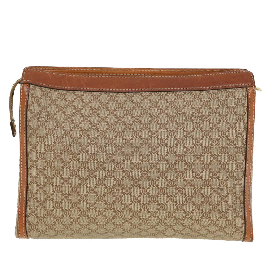 CELINE Macadam Canvas Clutch Bag PVC Leather Beige  41223