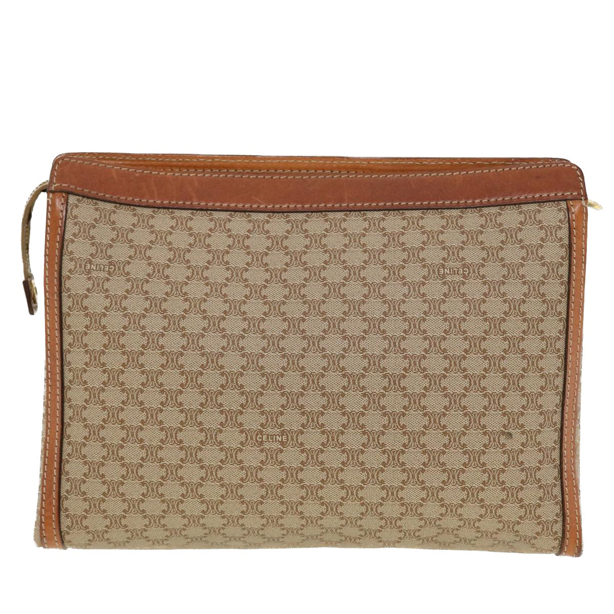 CELINE Macadam Canvas Clutch Bag PVC Leather Beige  41223
