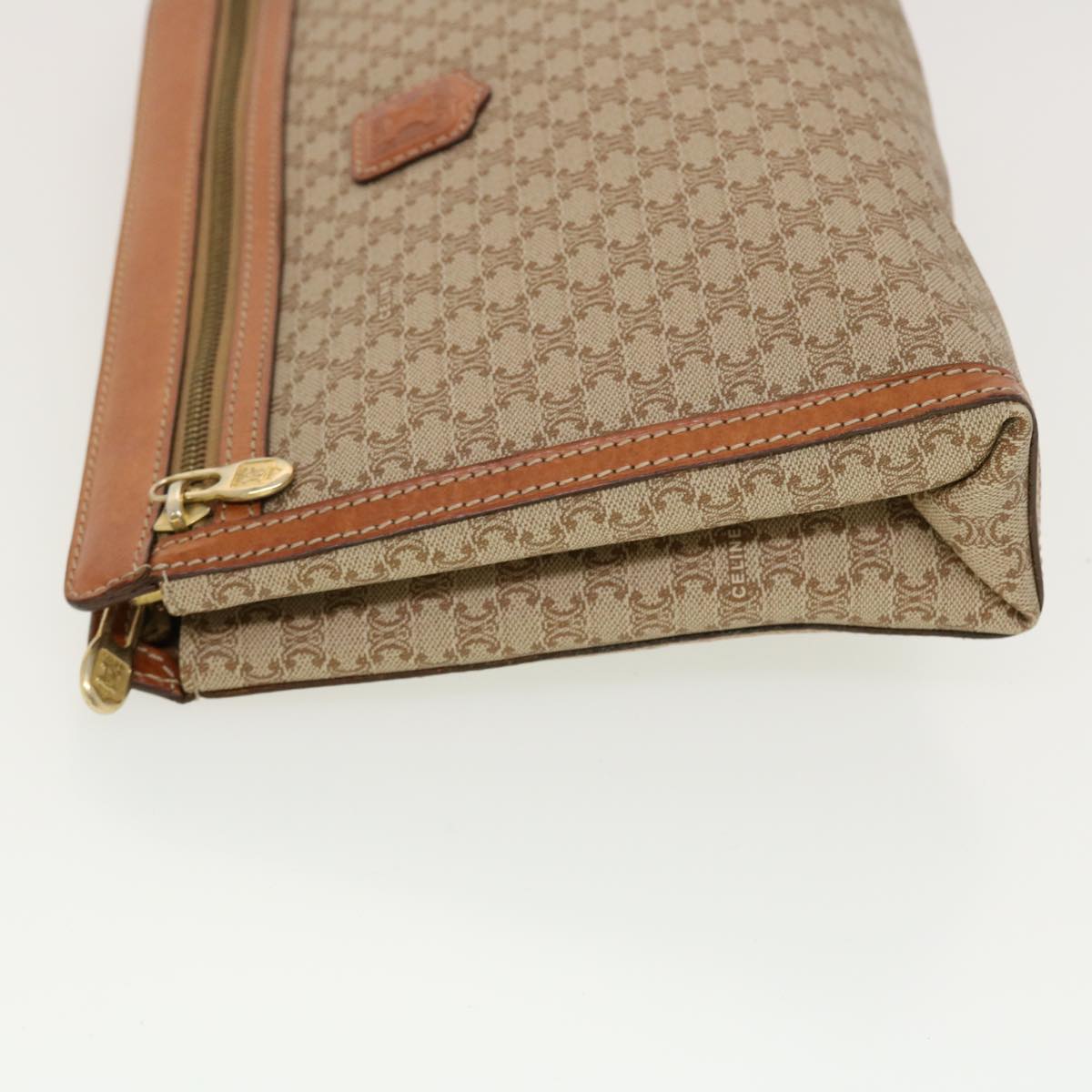 CELINE Macadam Canvas Clutch Bag PVC Leather Beige  41223