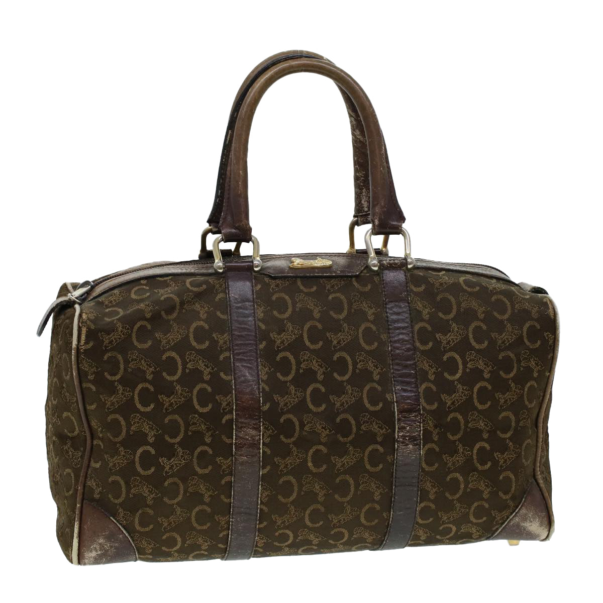 CELINE C Macadam Canvas Hand Bag Brown  41261